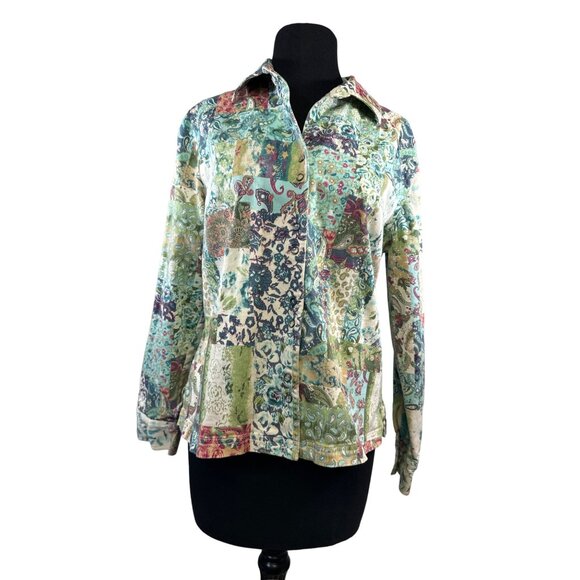 Christopher & Banks Multicolor Stretch Cotton Long Sleeve Shirt Jacket L - Picture 1 of 7